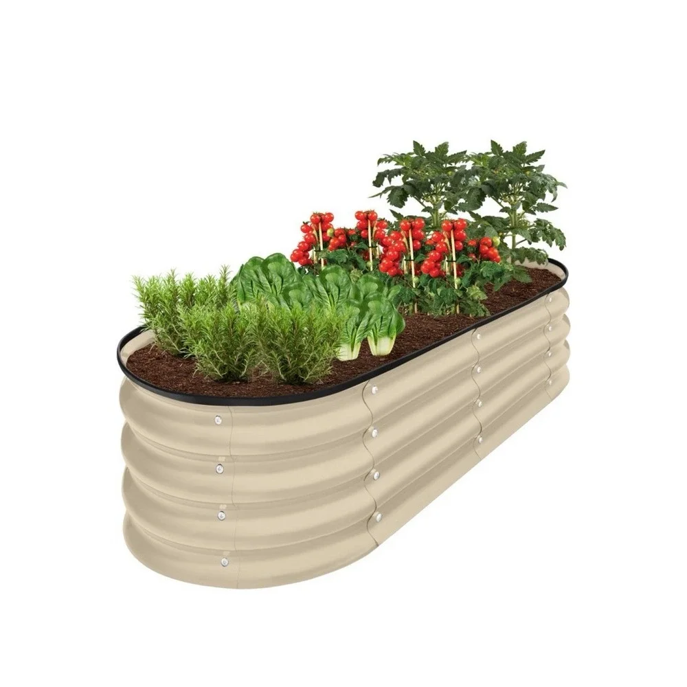 Best Choice Products 4x2x1ft Outdoor Raised Metal Oval Garden Bed, Planter Box